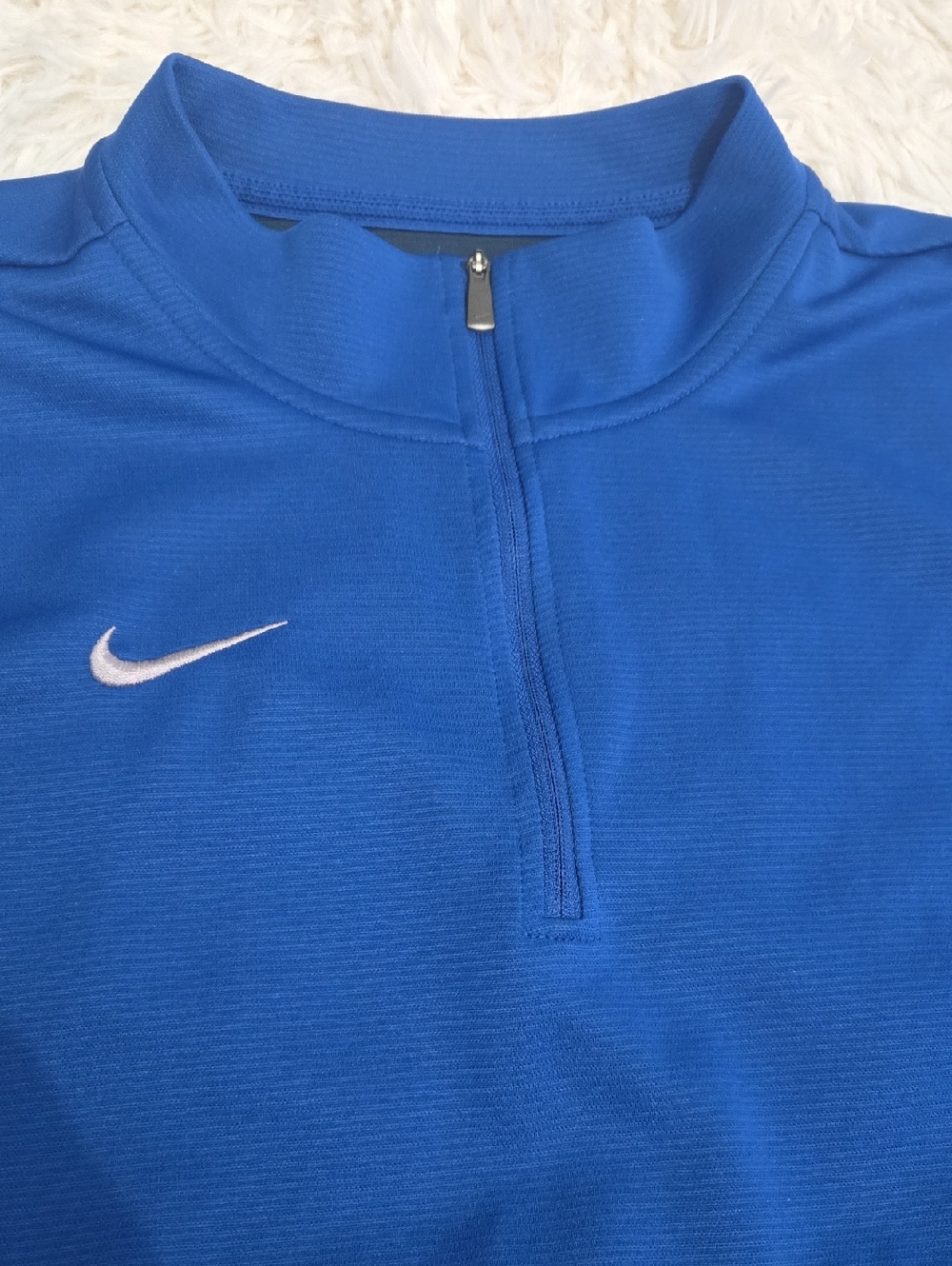 Nike Team Authentic Blue Half-Zip Performance Pullover with White Swoosh Size L